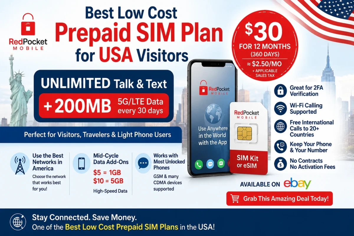 Best $30 Annual Prepaid SIM Plan in the USA: Unlimited Talk & Text + 200MB Data for Just $2.50/Month