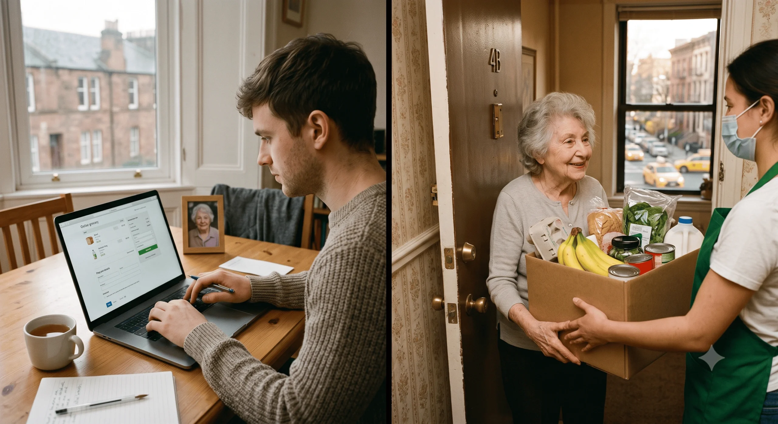 Ordering groceries online for family in New York