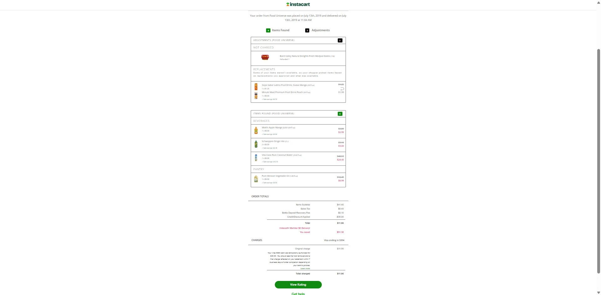 My First Instacart Order